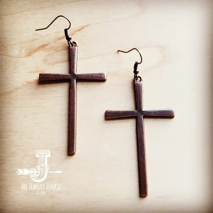 J31 - Copper Cross Earrings 235q